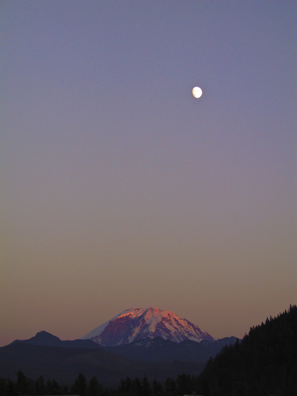 Moon Above Mount Rainier